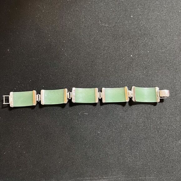 Jade 8 inch bracelet .925 pier silver UNISEX - Picture 2 of 4